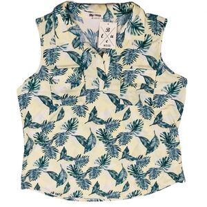 NEW Blue Mood Top  Tropical Print Sleeveless Pockets Shirt Sz 2X